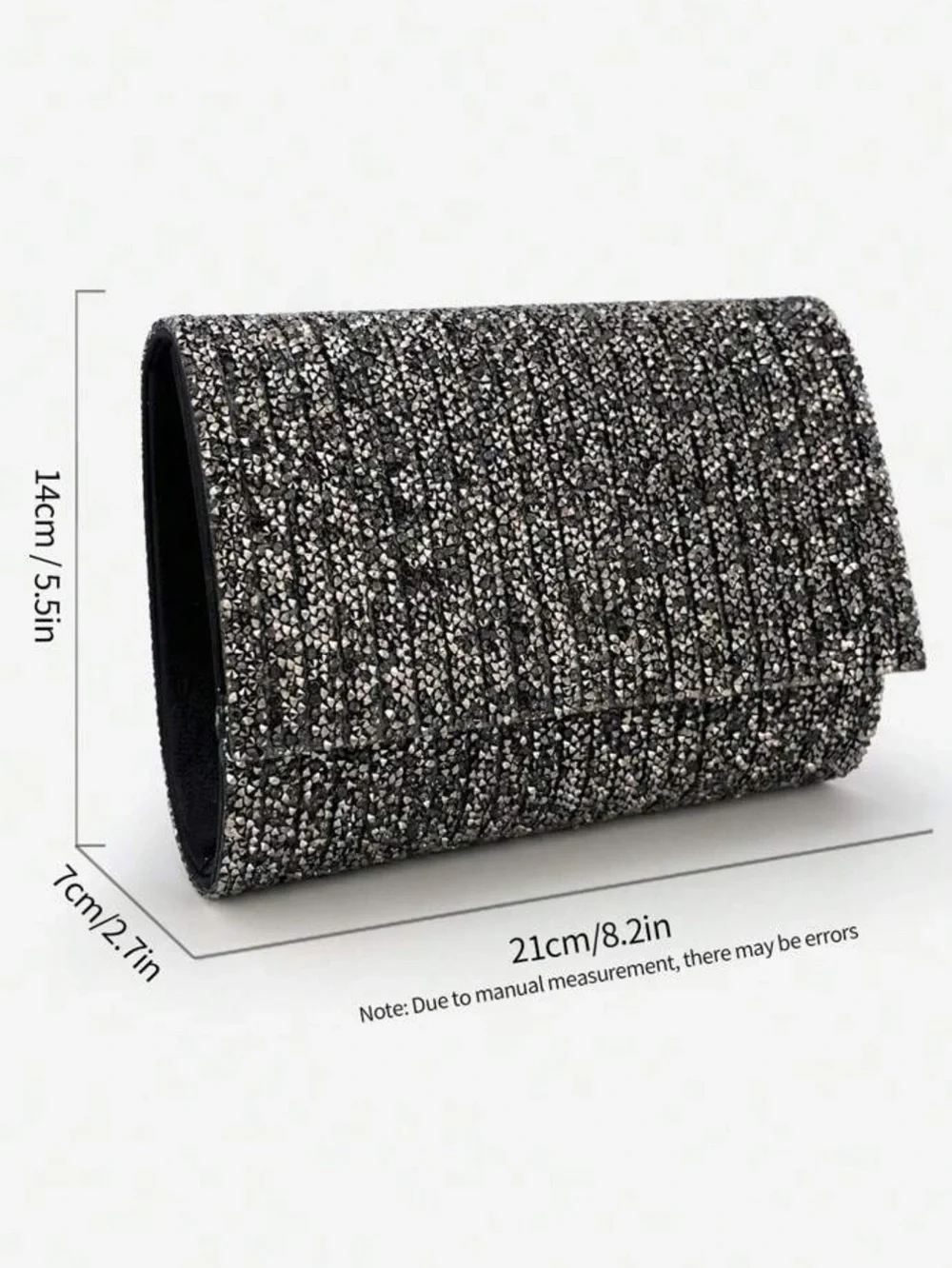 Black and Silver Rhinestone Prom Wedding Clutch Bag